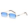  Fashion Rectangle Women Sunglasses Vintage Rimless Clear Ocean Gradient Lens Men UV400 Trending Sun Glasses