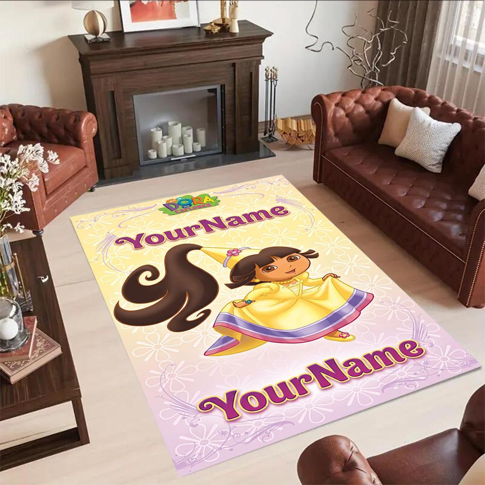 Dora Explorer Personalized Name Floor Mat Perfect for Game Room Playrooms Outdoor Entryway Anti-slip Rug Decorate Offices Birthday/Christmas Gift