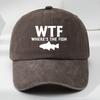 WTF Fish Print Outdoor Men's Washed Baseball Cap Retro Duckbill Cap Sports Casual Baseball Cap