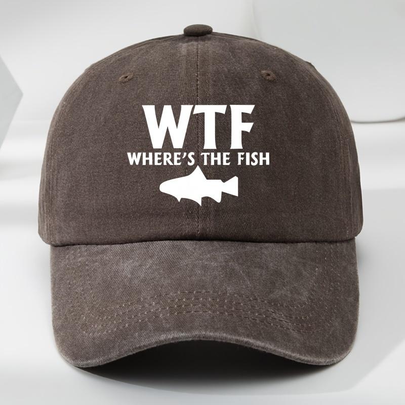 WTF fish print outdoor mens washed baseball cap retro duckbill cap sports casual baseball cap 1pc