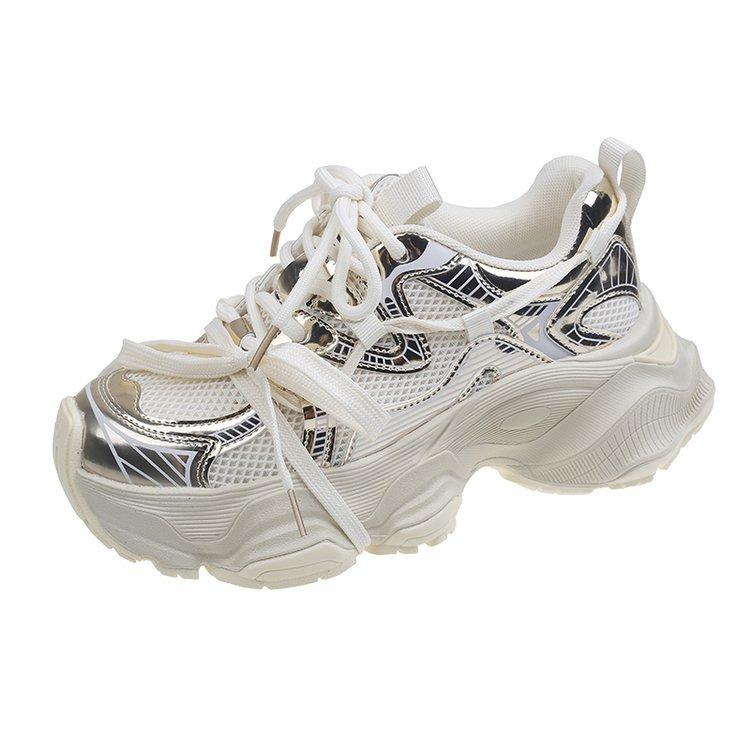 

Silver Daddy shoes women s 2025 summer new breathable mesh platform women s shoes niche height-increasing casual sports shoes 40
