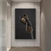 Czarna Kobieta ze Złotą Biżuterią Płótno Sztuka Ścienna - Nowoczesny Obraz Dekoracyjny do Sypialni i Salonu