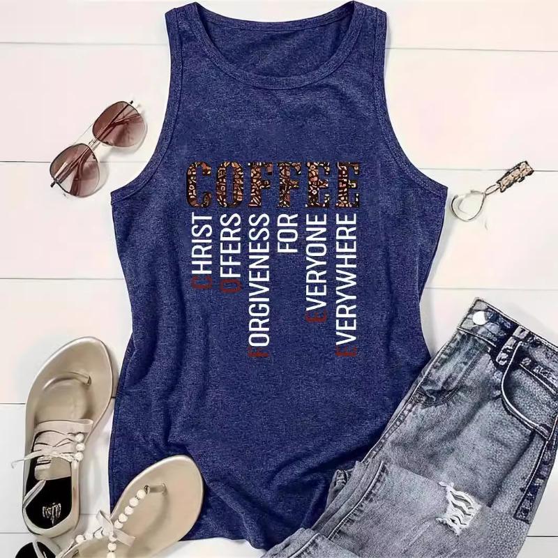 Letter-printed Round-neck Vest Spring and Summer Casual Sleeveless Top