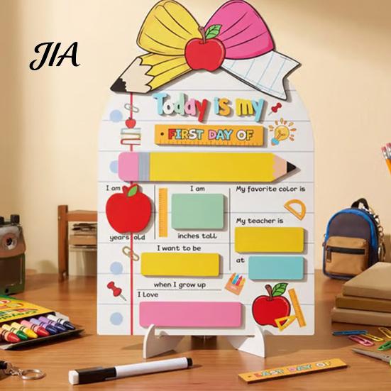 Tisch-Displaytafel Erstklässler Schild, Wiederverwendbares Holz-Kreidetafel-Schild für Kinder, Back Outdoor Garten zu Dekorationen Zubehör Kindergarten