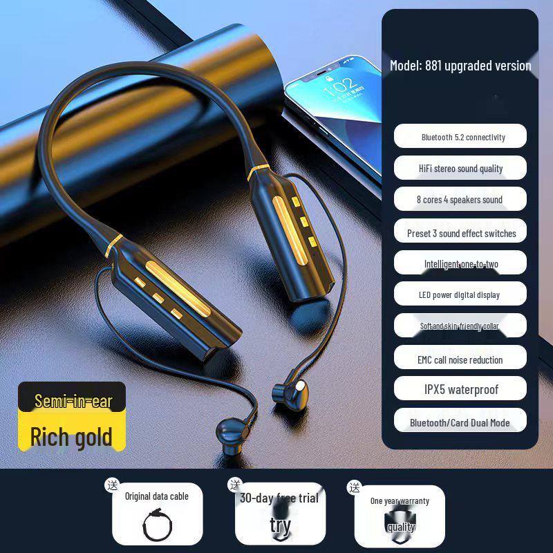 New 10,000mAh Noise-Cancelling Waterproof Wireless Sports Neckband Bluetooth Earbuds
