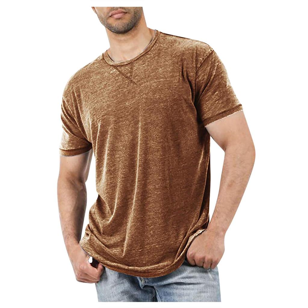 Men's Short Sleeve T-Shirts Casual Blouse Round Neck Tee Shirt Summer Soft Tops