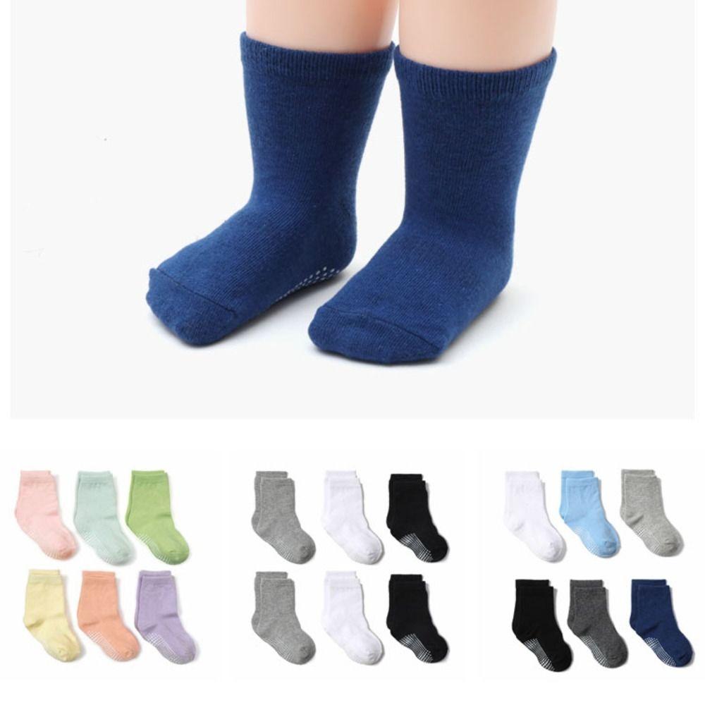 6Pairs Solid Color Toddle Short Tube Socks Dispensing Infant Socks Baby Cotton Socks  Children