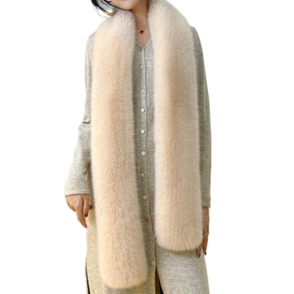 Vintage 180cm Fake Fur Long Scarf Soft Plush Fur Decor Winter Fluffy Scarf Thick Ladies Neck Warmer Scarves Party