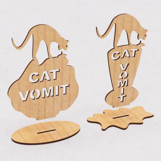 Katzen Erbrochenes Schild Lustiges Holzschild Katzen Erbrochenes Vorsicht Schild Büro Schreibtisch Erbrechende Katze Schild Streich Geschenk für Kollegen Katzenbesitzer