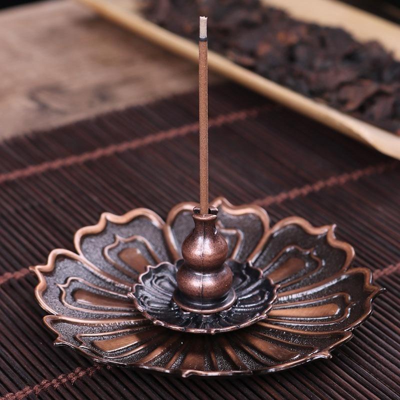 1 PC Incense Burner Lotus Shape Metal Burner Holder Incense Plate Stick Cone Incense Aromatherapy Craft