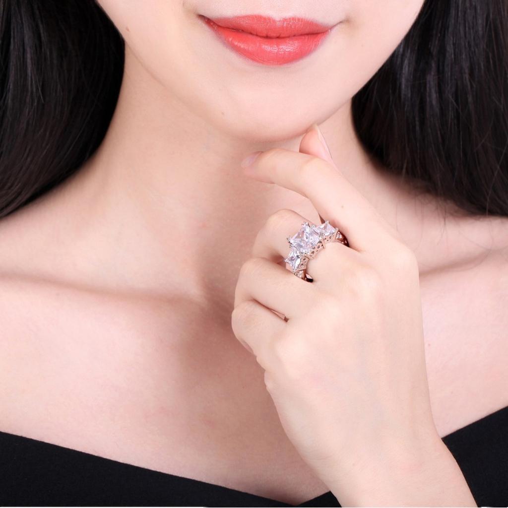 Jewelry Ring Women'S Girl Diamond Simple Square Diamond Zircon Ring Jewelry