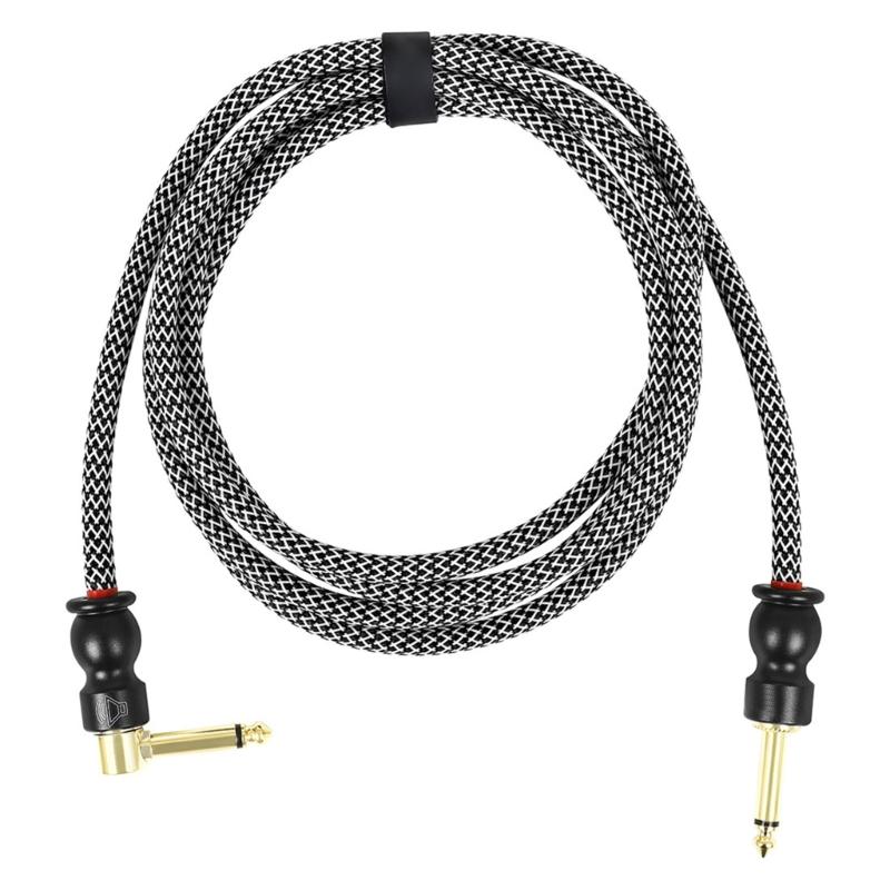 6.35mm Guitar Cable Keyboard Cord, 1/4 Inch Straight To Right Angle Guitar Lead Instrument Cable Noiseless Sound Lead