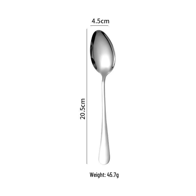 Stainless Steel Long Handle Soup and Dessert Spoon, Round and Thickened for Household Use