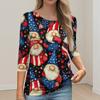 Women's Fashion Casual Round Neck 3/4 Sleeve Loose Printed T-Shirt Ladies Top