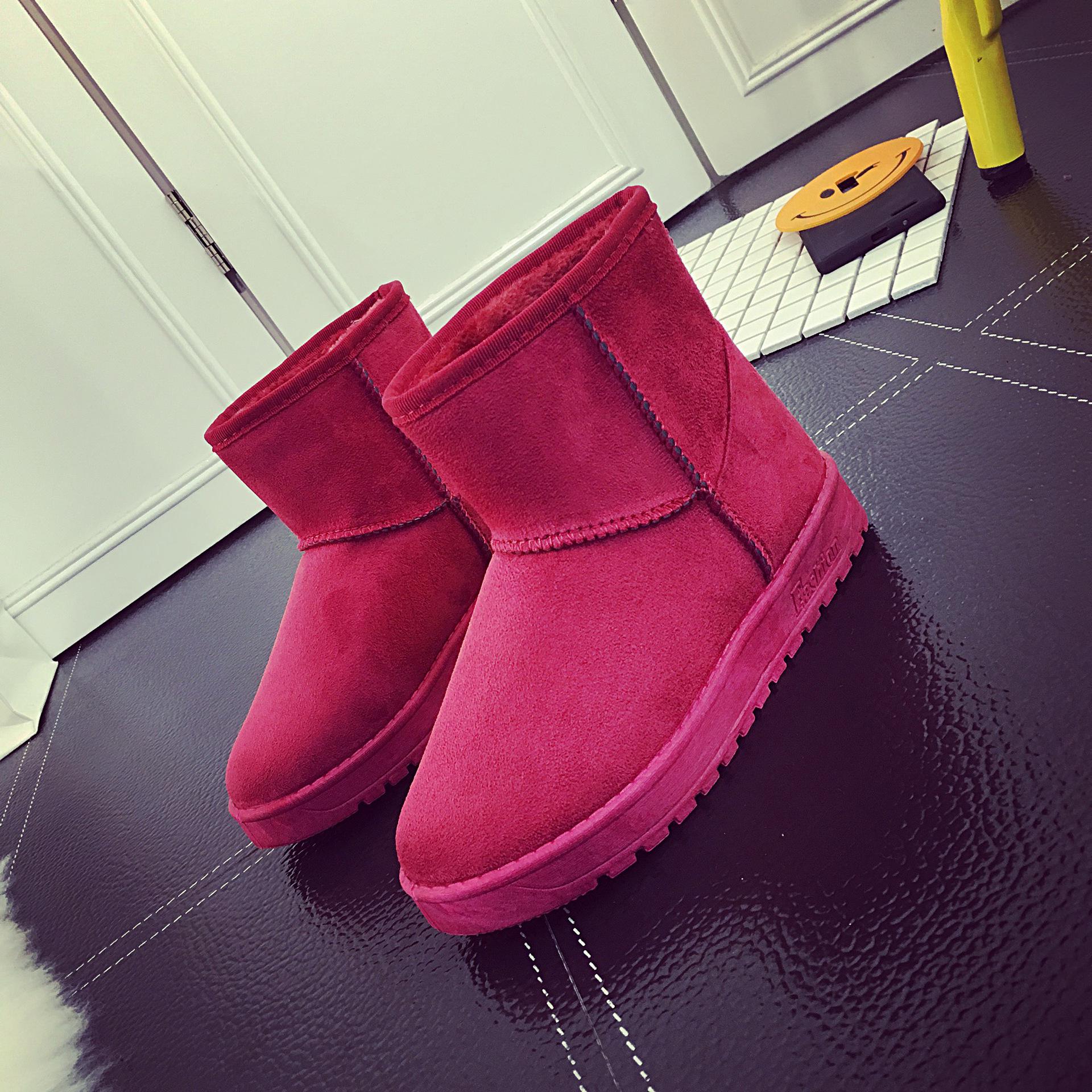Winter Dames Hoge Schacht Sneeuwschoenen Pluche Warm Dames Schoenen Suède Ronde Neus Platte Hak Enkelboots botines mujer WSH4267 41