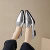 Fashion Women Mid-heeled Loafers Fashion Casual Office Shallow Solid Color Elegant Dress Pumps 2025New Trendy Pointed Toe Leather Shoe