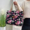 Zipper Floral Print Tote Bag Portable Mommy Bag Portable Canvas Lunch Bag  For Mom