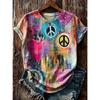 Fashion Women Retro Creative Colored Drawing Print T Shirt Funny Casual O-neck Short Sleeves T-shirt Summer Female Tee Shirt