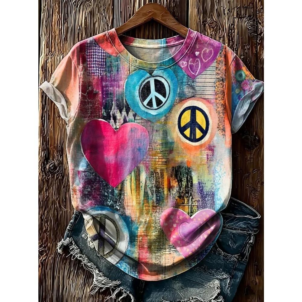 Fashion Women Retro Creative Colored Drawing Print T Shirt Funny Casual O-neck Short Sleeves T-shirt Summer Female Tee Shirt