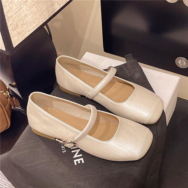 Gentle Evening Breeze Round Head Lazy Single Shoes Women's 2025 Summer New Fashionable Low Heel Light Mouth Solid Color Soft Sole Grandma Shoes
