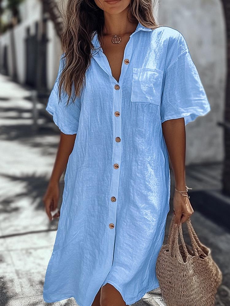 2026 Damenmode Mehrfarbig Kurzarm Langes Strickjackenkleid