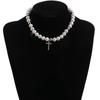 Pendant Cross Simulated Pearl Fashion Neck Jewelry Woman Clavicle Choker Korean Style Necklace