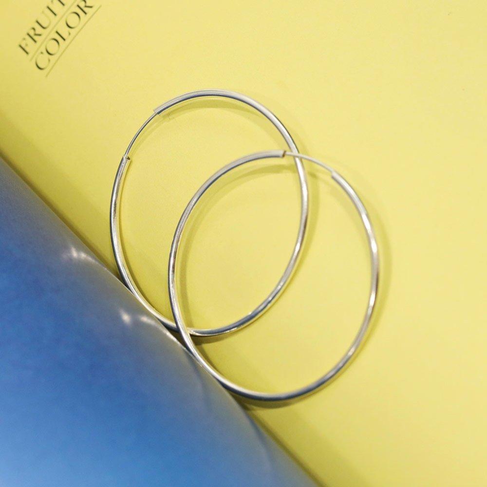 92.5 Sterling Silver Daily Simple Fashion Pipe Ring Silver Earrings 30mm