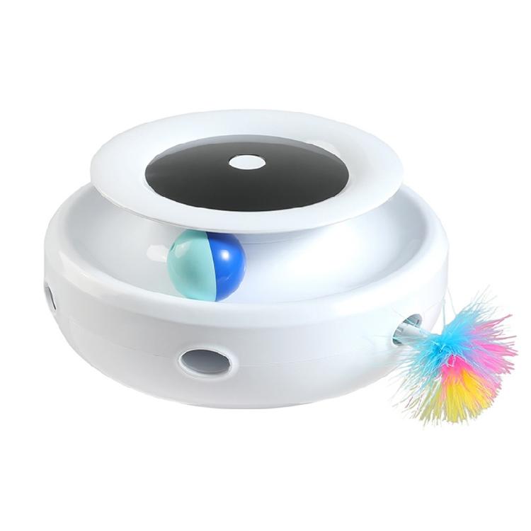 

Interactive Cats Teaser Puzzle Toy With Training Feathered for Pet Indoor Entertaining Electric Turnable Toy Cats Teaser 1 білий