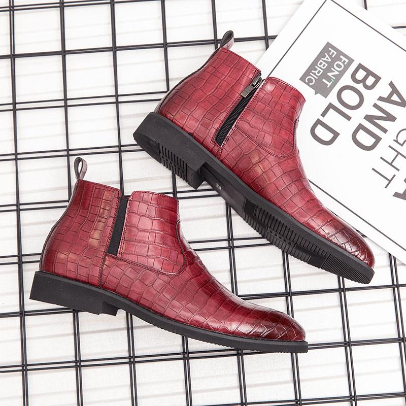 Men’s Red High Retro Boots Wingtip Dress Formal Black Leather Ankle Boots Tuxedo Wedding Blazers Saddle  Shoes Large Size