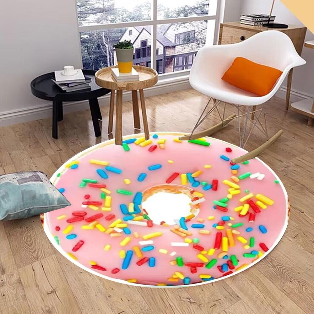 Pizza Fruit Egg Pattern Carpet Circular Anti Slip Home Cushion Large Indoor and Outdoor Floor Mat Welcome Door Mat