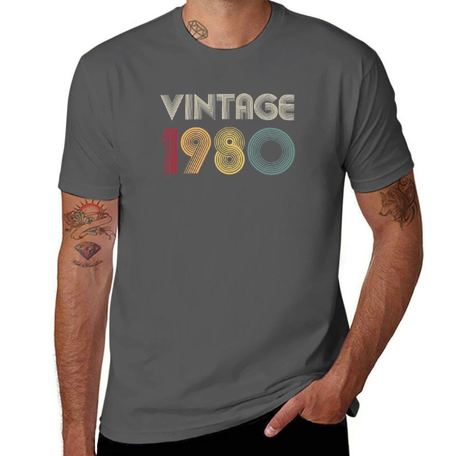

1980 Birthday Gift Vintage 1980 Retro Look T-Shirt t shirt men 100% cotton luxury brand funny t shirts man T-Shirt 4XL