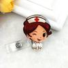 Cartoon Nurse Doctor Retractable Reel ID Badge Label Name Card Tag Clip