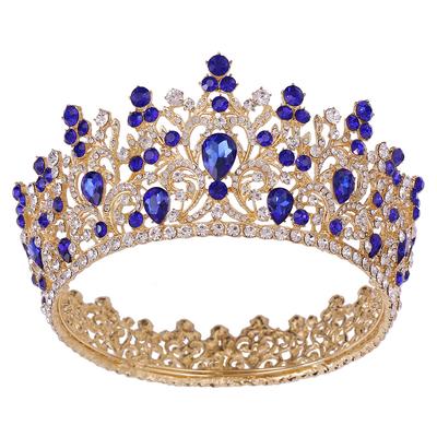 Baroque Bridal Round Crown Luxury Crystal Crown Bridal Wedding Tiara Wedding Dress Accessories