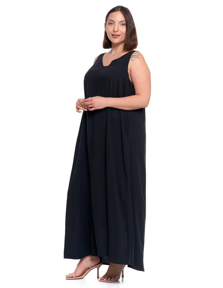 Feminine Long Women's Maxi Summer Dress Loose Fit Viscose MORAJ XL BLACK