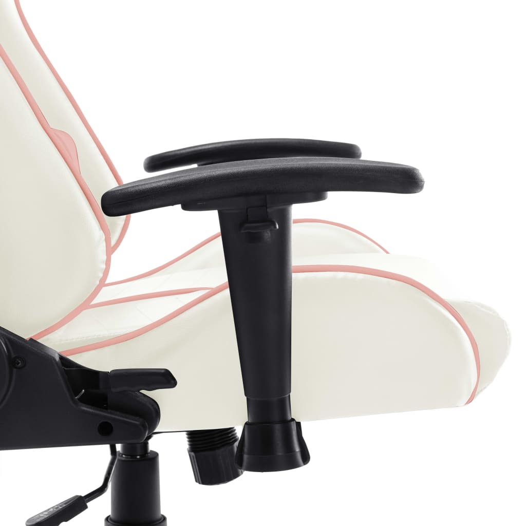 Gaming Chair In White and Pink Artificial Leather