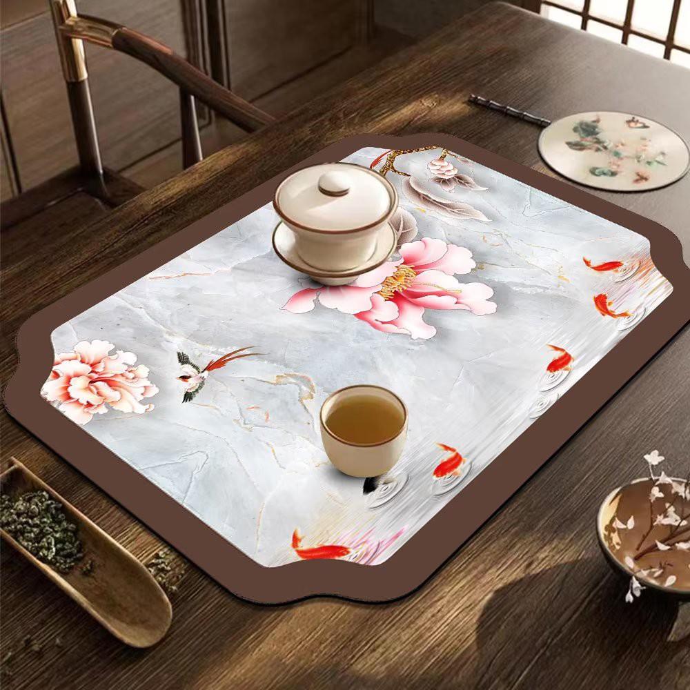 Heat Resistant Non-Slip Quick Dry Drain Mat Dish Drying Mat Mud Tableware Pad Absorbent