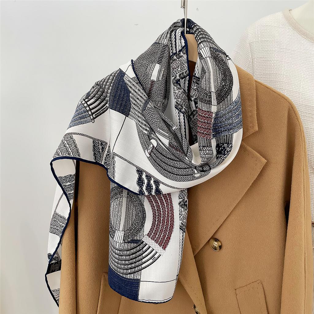 160X33Cm Winter Thicken Silk Cashmere Scarf Women Hand Rolled Shawls H Letters Print Long Scarves Wrap Bandana Big Hijabs Female