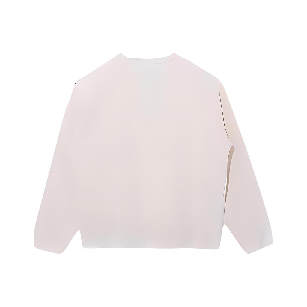 New Era Logo Print Solid Color Crewneck Sweatshirt Unisex Sweatshirt Ivory 13038767