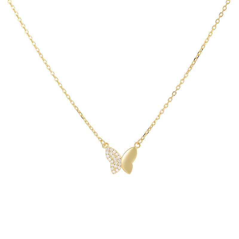 Banyan Tree S925 Silver Butterfly Necklace - Trendy Bowknot Clavicle Chain for Women