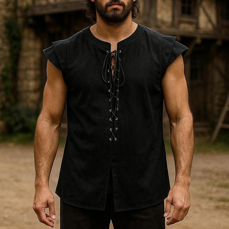 Renässans Medeltida Gotisk Stil Steampunk Väst Herrar Vintage Rund Hals Tanktoppar