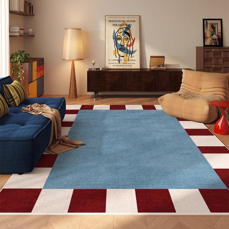 Creative Checkered Pattern Living Room Carpet Vintage Luxury Sofa Coffee Table Floor Mat Home Decor Washable Bedroom Bedside Rug