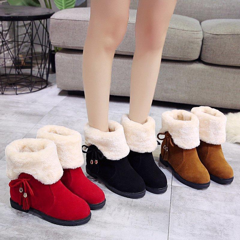 Botas de nieve Botas cortas femeninas Invierno Invierno Ola coreana Peluda  Cálida Botas de mujer Moda Ropa exterior Ropa exterior De suela gruesa  Algodón engrosado Zapatos de mujer comprar a buen precio —