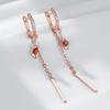Trend Long Tassel Dangle Earrings For Women Fashion  Rose Gold Color With Red Natural Zircon Fine Daily Jewelry