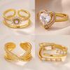 Luxury Cross Cubic Zirconia Stainless Steel Ring for Women Mama 18K Gold-plated Anti Fading Rings Wedding Jewelry Accessories
