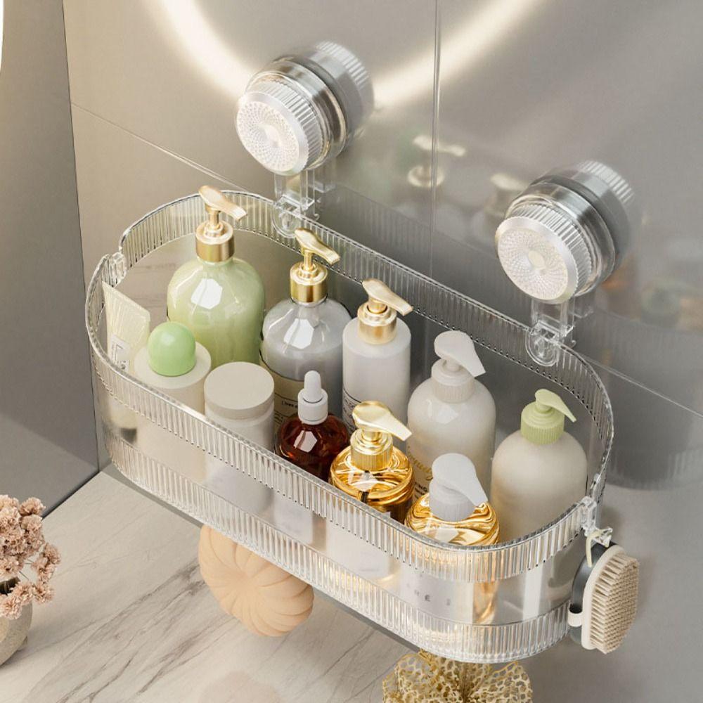 Transparent Kitchen Storage Box Suction Cup Storage Rack New Bathroom Shelves Home Supplies