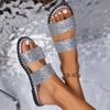 Fashion Lady  Sole Tender Feet Shoes Cheap Pricing No Heel Bling Crystal Italian Blue Orange Slippers Yellow Slides For Women