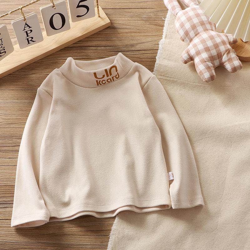 Kids' Velvet Elastic Warm High-Collar Long-Sleeve Tops for Boys and Girls