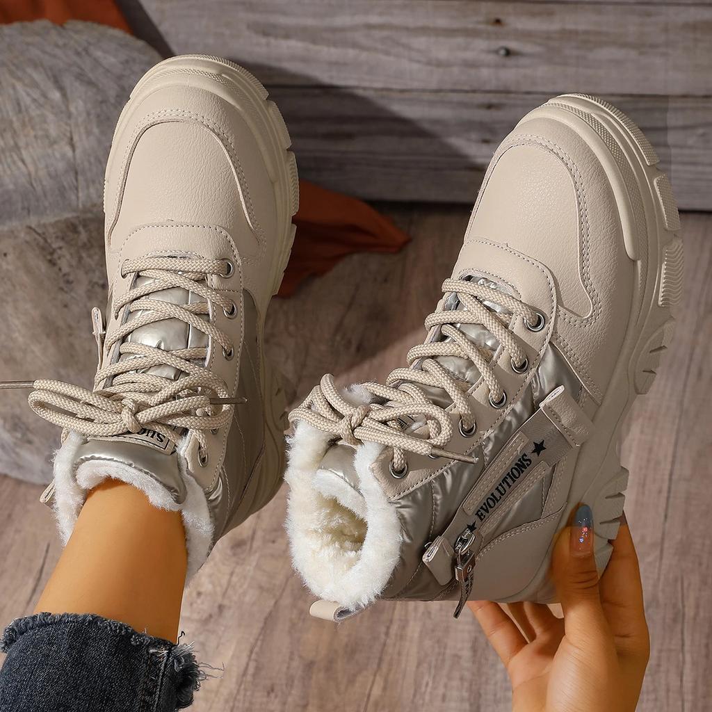 Women Ankle Boots Warm Height Increased Snow Boots High Top Platform Cotton Sports Shoes Fashion Waterproof Boots Women
