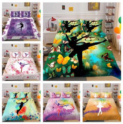 3D Tanz Bettwäsche-Set, Silhouettierte Daunenbettdecke und Kissenbezug 2 oder 3 Teile, Doppelbettgröße Heimdekoration mit hochauflösendem Druck für Mädchenzimmer