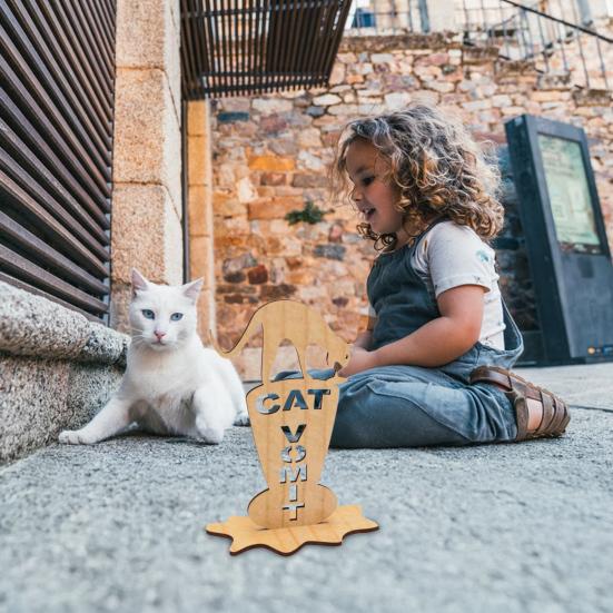 Katzen Erbrochenes Schild Lustiges Holzschild Katzen Erbrochenes Vorsicht Schild Büro Schreibtisch Erbrechende Katze Schild Streich Geschenk für Kollegen Katzenbesitzer